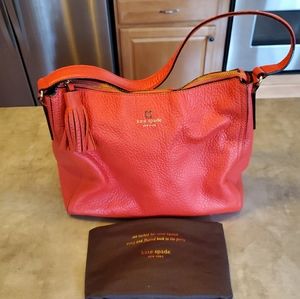 Kate Spade tomato red pebble leather handbag